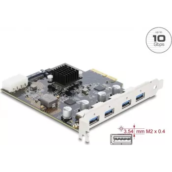 Delock PCI Express x4 Karte zu 4 x USB 10 Gbps USB Typ-A Dual Channel