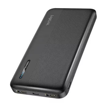 LogiLink PA0338RF 10000 mAh Powerbank mit USB-C PD und Quick Charge 3.0, Schwarz