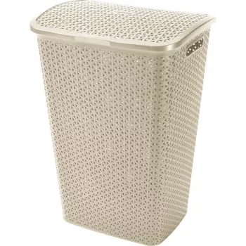 CURVER My Style 55L Wäschebox in Creme, 43x33x60 cm, Rattan-Effekt
