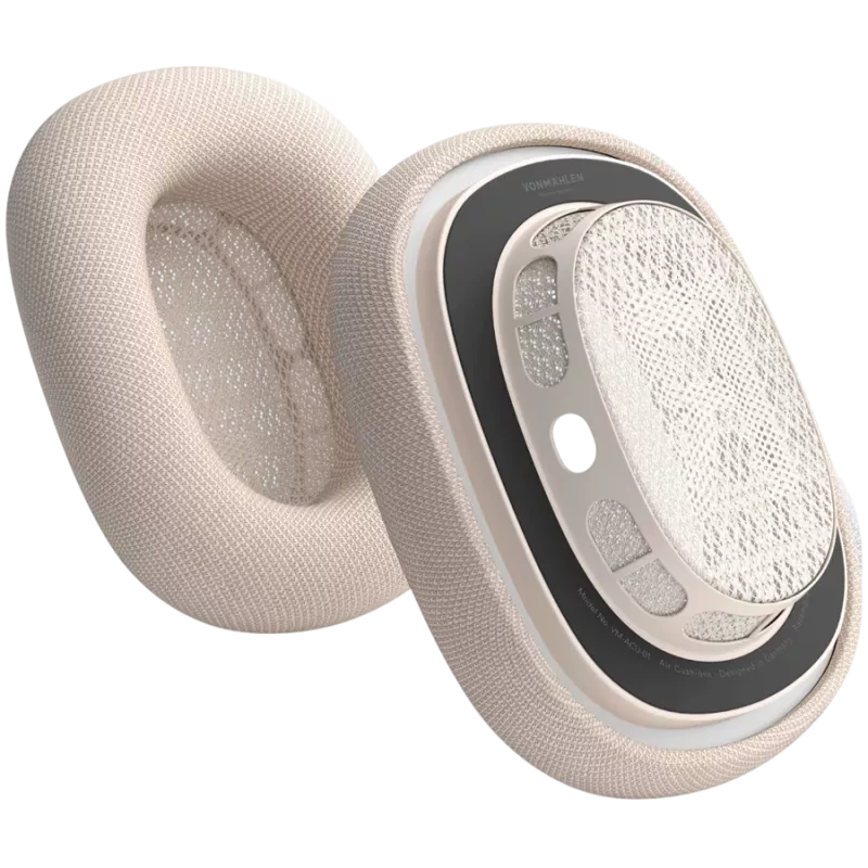 VONMÄHLEN Air Cushions für AirPods Max, Champagner – Premium-Proteinleder & Memory-Schaum Ersatz-Ohrpolster