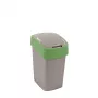 CURVER Flip Bin 25L Abfalleimer Silber/Grün Rechteckig Kunststoff mit Klappdeckel für Küche Büro Badezimmer