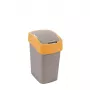 CURVER Flip Bin 25L Abfallbehälter, silberner Korpus mit gelbem Deckel, Polypropylen, rechteckig, Innenbereich