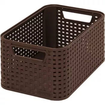CURVER KIS Style S Aufbewahrungsbox 7,2L Dunkelbraun Geflochtener Rattan-Effekt 28,5x19,4x13cm