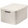 CURVER Style L Aufbewahrungsbox mit Deckel, 43,6 x 32,6 x 23 cm, Creme, faltbar, stapelbar