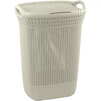 Curver Knit 57L Wäschekorb mit Deckel, Weiß