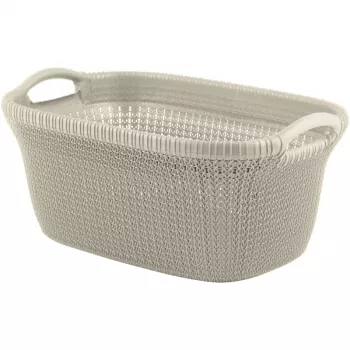 CURVER Knit 40L Wäschekorb mit Deckel und integrierten Griffen, Weiß, 59,5 x 38,5 x 27 cm