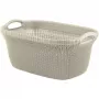 CURVER Knit 40L Wäschekorb mit Deckel und integrierten Griffen, Weiß, 59,5 x 38,5 x 27 cm