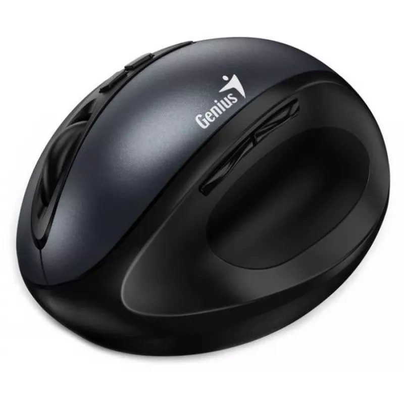 UNITEK Genius Ergo 8300S Kabellose Ergonomische Maus, 1600 DPI, Schwarz/Grau