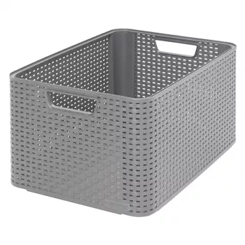 CURVER Style L Aufbewahrungsbox 43,6 x 32,6 x 23 cm Hellgrau Rattan-Effekt 33L