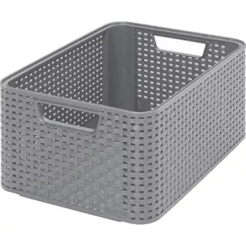 CURVER Style Aufbewahrungsbox M 38,6x28,7x17 cm Hellgrau Rattan-Optik 17L