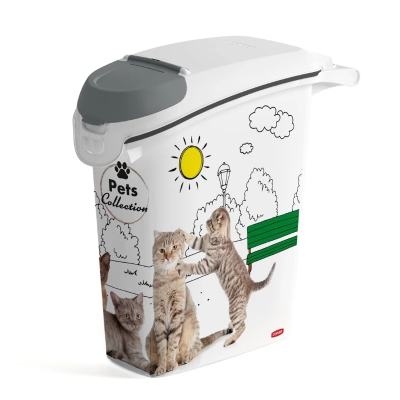 CURVER Petlife Luftdichter Tierfutter-Aufbewahrungsbehälter 23L für Hunde & Katzen, 10kg Trockenfutter, BPA-freier Kunststoff, Schnappverschluss-Deckel, Grau