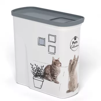 CURVER Pet Life Hund & Katze Futteraufbewahrungsbehälter 2L, luftdicht, transparent mit sortiertem Deckel