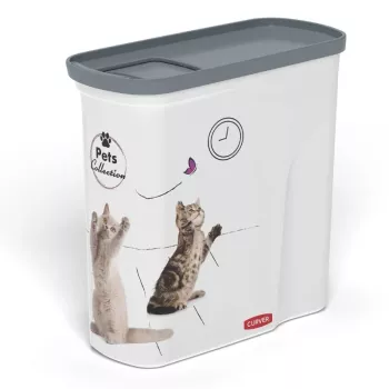 CURVER Pet Life Hund & Katze Futteraufbewahrungsbehälter 2L, luftdicht, transparent mit sortiertem Deckel