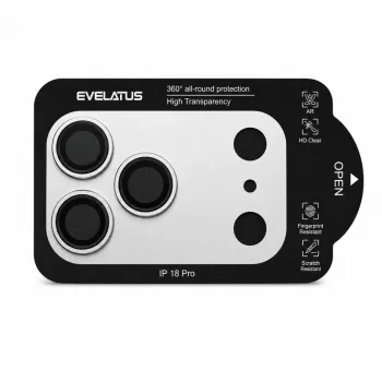 Evelatus Apple iPhone 18 Pro Full Body Kameraobjektivschutz Premium Silber