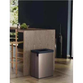 KETER Verto Recycle 54L rechteckiger metallisierter Abfallbehälter, Perlgrau