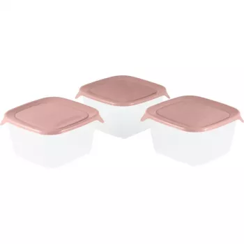 CURVER Fresh&Go Quadratische Aufbewahrungsbox Set 3x1,2L Rosa