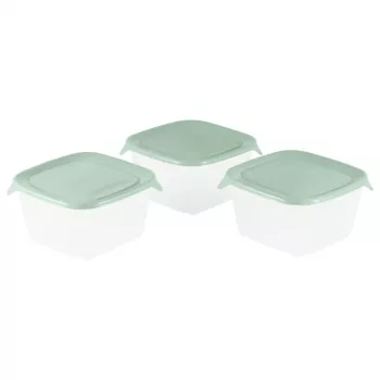 Curver Fresh&Go Quadratische Frischhalteboxen Set 3-teilig 3x1,2L Grün