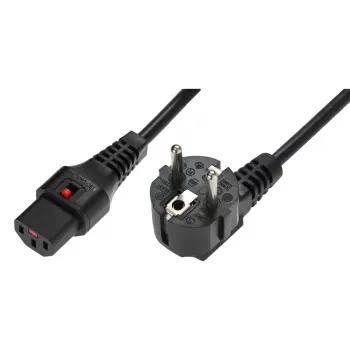 IEC LOCK Gewinkelt Schuko auf Gerade IEC C13 Verriegelungskabel 1,5m Schwarz 10A 250V