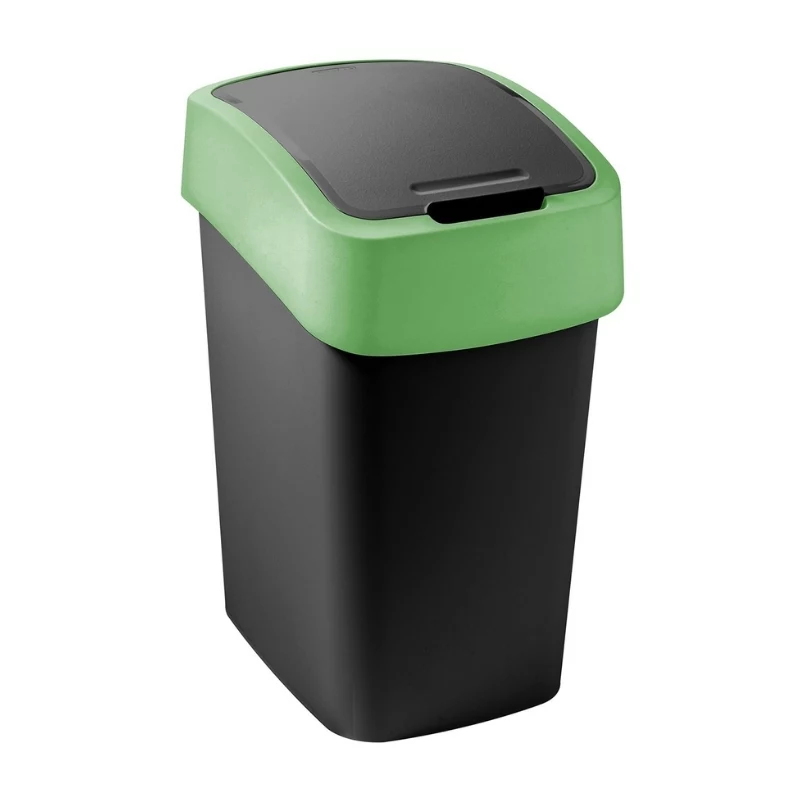 CURVER Flip Bin 9L Schwarz/Grün Mülleimer