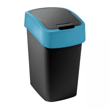 CURVER Flip Bin 9L Abfallbehälter Schwarz mit blauem Deckel