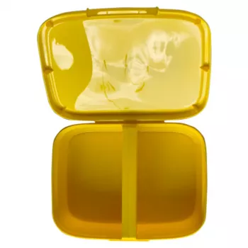 CURVER Snap Box rechteckige Aufbewahrungsbox für Lebensmittel mit Trennwand 1,8L Gelb Kawaii