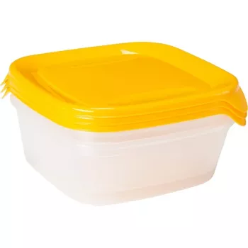 CURVER Fresh & Go Haustierfutternapf-Set mit 3 Stück, je 0,8L, Gelb, luftdichte Deckel