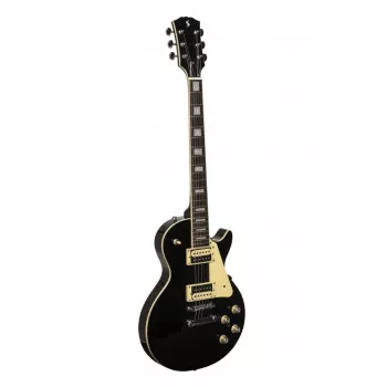 Stagg SEL-STD Black E-Gitarre mit massivem Erlenkorpus, Mahagoni-Set-Hals, Palisander-Griffbrett, HH-Tonabnehmern, Tune-o-matic-Brücke