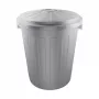 KEEEPER Mats 50L Maxi Abfallbehälter, Silber, Druckklappe, Pulverbeschichteter Stahl, Ø50x55cm