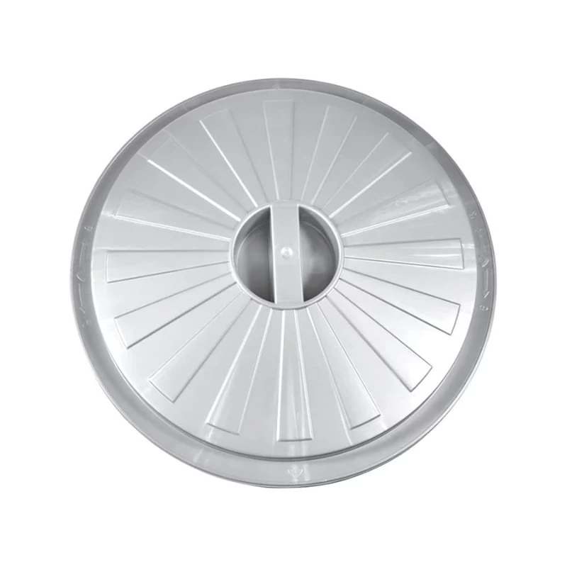 KEEEPER Mats 50L Maxi Abfallbehälter, Silber, Druckklappe, Pulverbeschichteter Stahl, Ø50x55cm