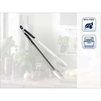 LEIFHEIT Küchen- und Grillzange 41cm Edelstahl mit Verriegelungsmechanismus