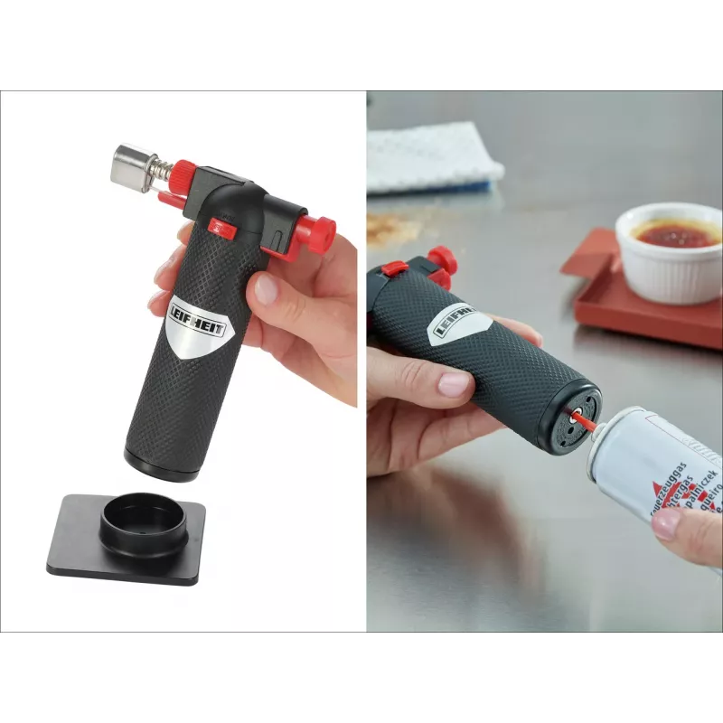 LEIFHEIT Burner Butangas-Brenner mit Piezo-Zündung und Kindersicherung