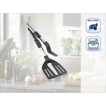 Leifheit ProLine 2-in-1 Pfannenwender und Teigschaber, Edelstahl, 30,5 cm