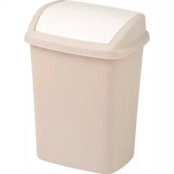 CURVER Dominik 10L Schwingdeckel-Abfalleimer, Beige, 20x25x36cm
