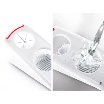 LEIFHEIT Eierschneider Combi – 2-in-1 Eierschneider und Eierachtelteiler, Weiß