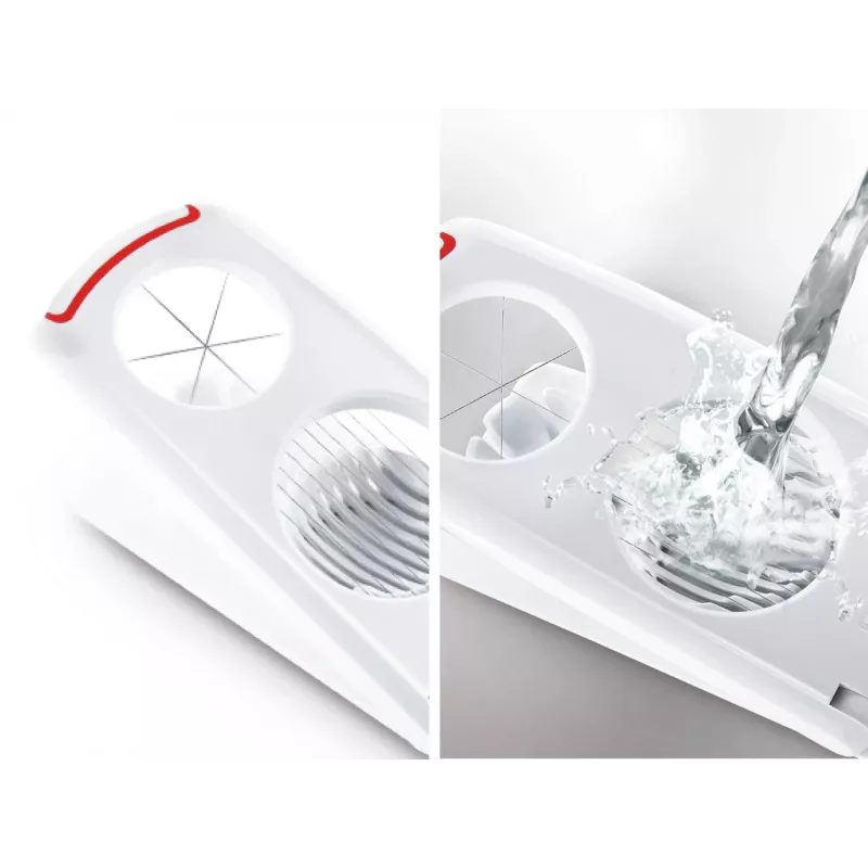 LEIFHEIT Eierschneider Combi – 2-in-1 Eierschneider und Eierachtelteiler, Weiß