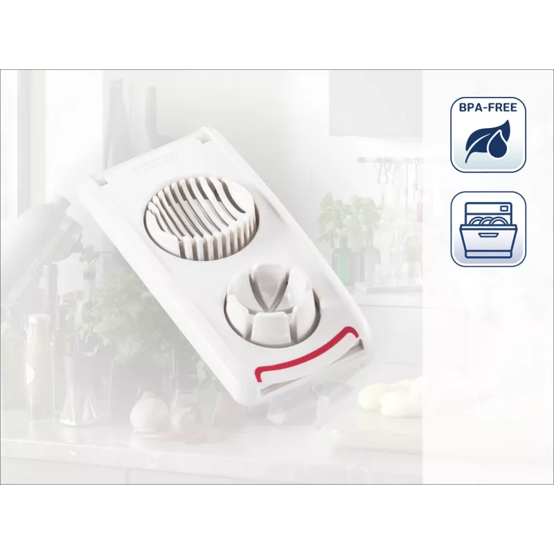 LEIFHEIT Eierschneider Combi – 2-in-1 Eierschneider und Eierachtelteiler, Weiß