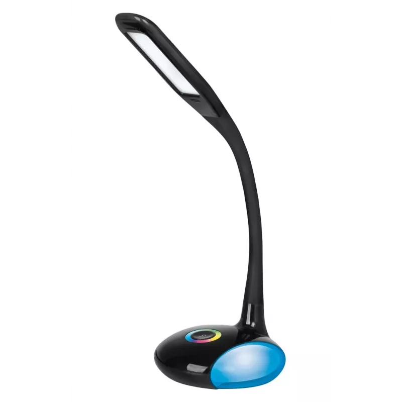 Activejet AJE-VENUS RGB Schwarz LED Schreibtischlampe mit RGB-Basis, 7W Hauptlicht, 3W RGB-Basis, 400lm, 3000K/4500K/6000K, Touch-Steuerung, Flexibler Arm