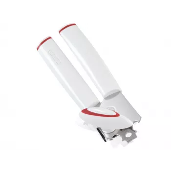 LEIFHEIT Dosenöffner Lifty Manuell Top-Cut mit ergonomischem Griff, Edelstahlklinge, Weiß/Grau