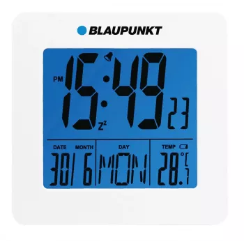 Blaupunkt CL02WH Weiße LED-Wecker mit FM-Radio, Dual-Alarm, USB-Ladefunktion, Temperaturanzeige