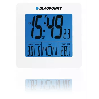 Blaupunkt CL02WH Weiße LED-Wecker mit FM-Radio, Dual-Alarm, USB-Ladefunktion, Temperaturanzeige