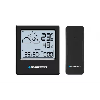 Blaupunkt WS10BK Wetterstation mit Außensensor, Farb-LCD, Vorhersage, Luftfeuchtigkeit, Alarm, Schwarz