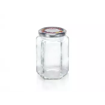 LEIFHEIT Hexagonal Glasgefäß 770ml mit luftdichtem Metalldeckel