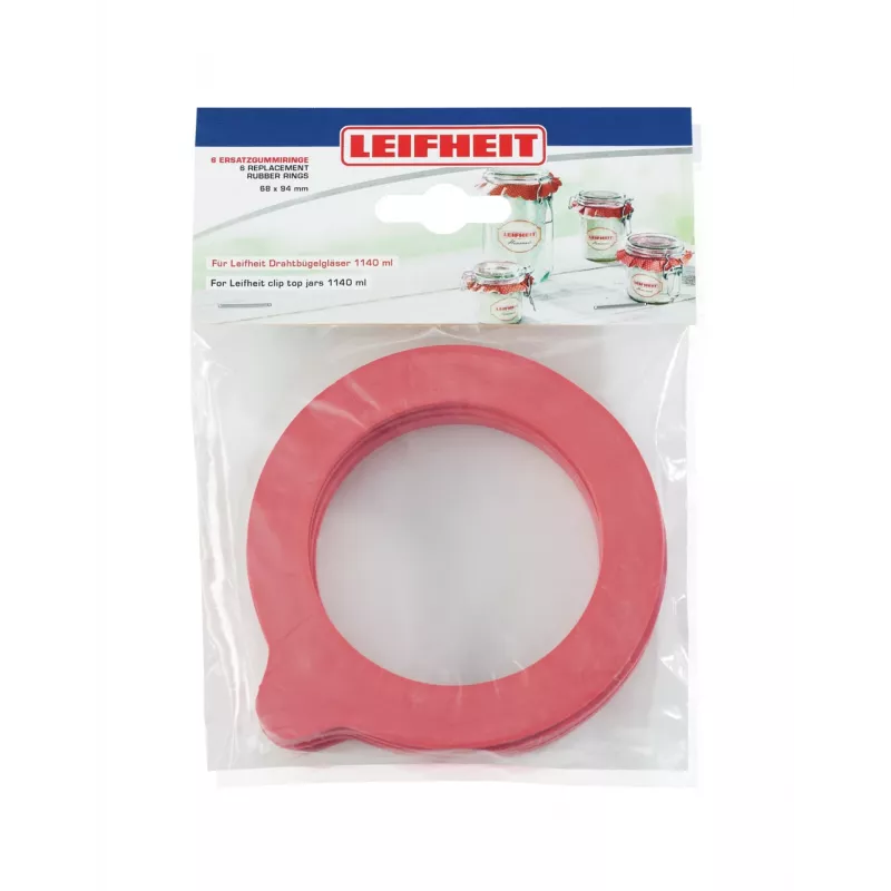 LEIFHEIT Ersatz-Gummiringe 6 Stk. 68x94 mm für auslaufsichere Gläser 1140 ml