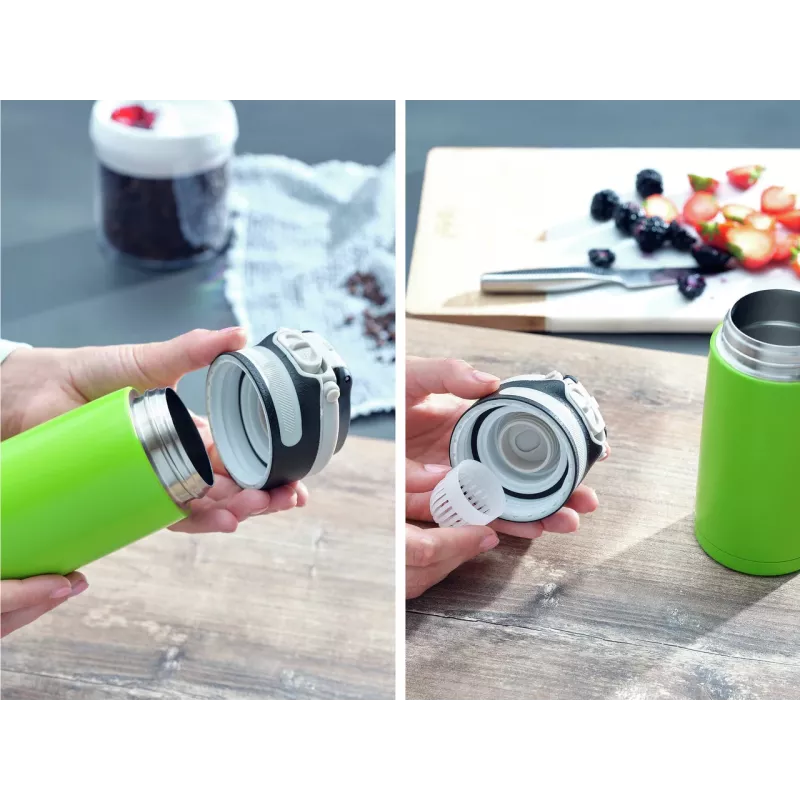 LEIFHEIT Thermo Mug Flip 350ml Grün - Doppelwandiger vakuumisolierter Thermobecher, auslaufsicher, 360° Trinköffnung