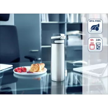LEIFHEIT Thermo Mug Flip 600 ml Silber
