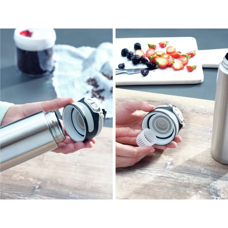 LEIFHEIT Thermo Mug Flip 600 ml Silber