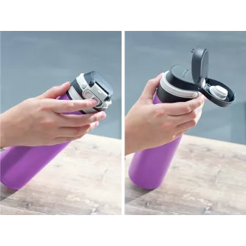 LEIFHEIT Thermos Flip 600 ml lila vakuumisolierte Edelstahlflasche