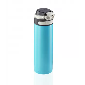 LEIFHEIT Thermos Flip 600ml Hellblau Vakuum-Isolierte Edelstahlflasche