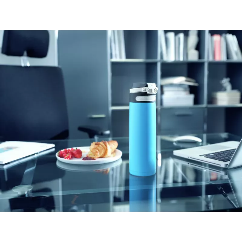 LEIFHEIT Thermos Flip 600ml Hellblau Vakuum-Isolierte Edelstahlflasche