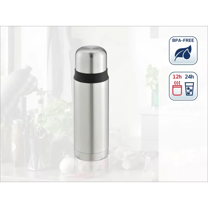 LEIFHEIT Thermos Coco 0,5L Edelstahl Vakuum-Isolierflasche, Silber